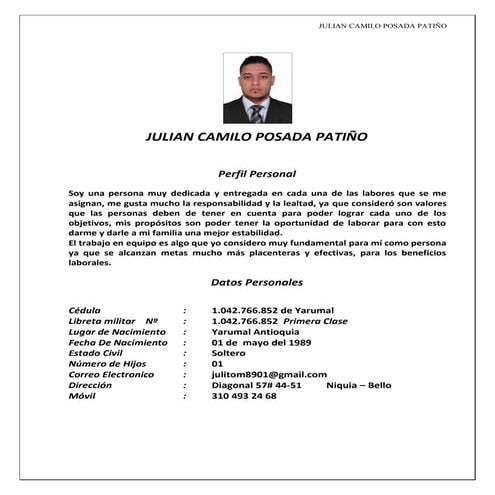 Hoja de vida julian actual