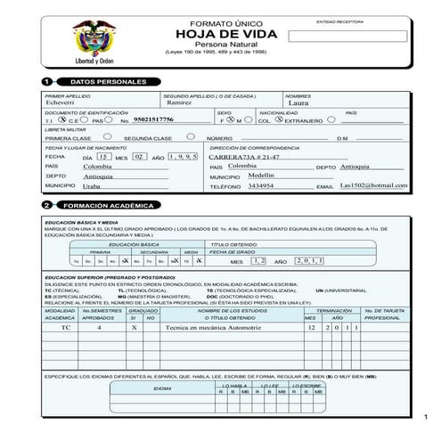 Hoja de vida l