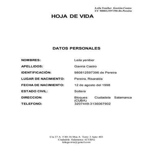 HOJA DE VIDA 