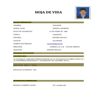 Hoja de vida marco