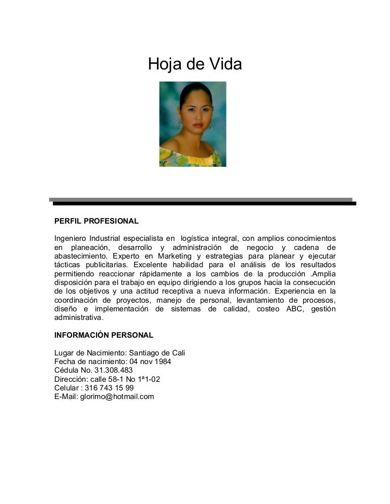 Hoja de vida mercadeo
