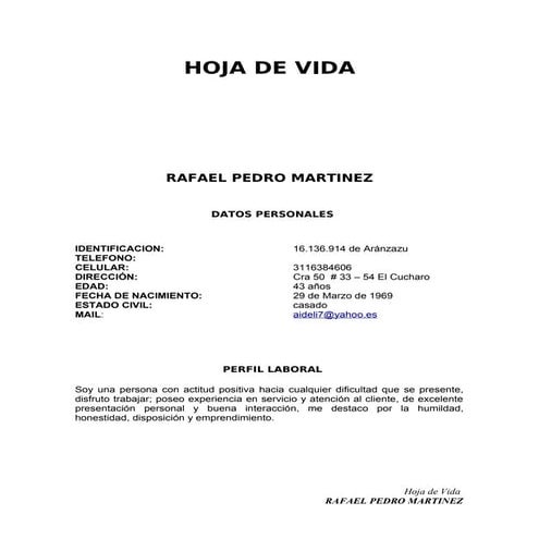 Hoja devida rafael mart