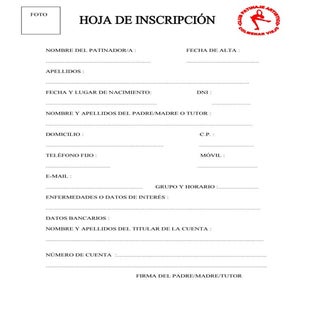 Hoja inscripcion club