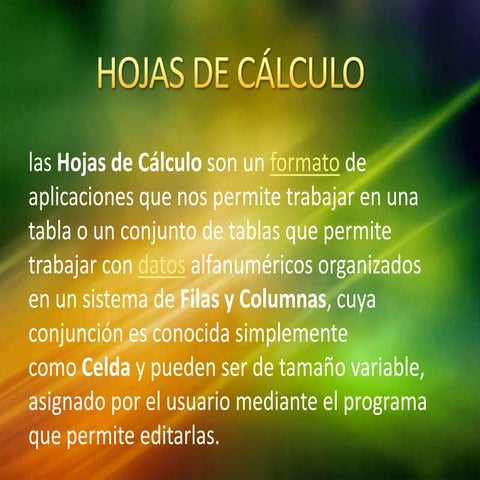 Hojas de cálculo