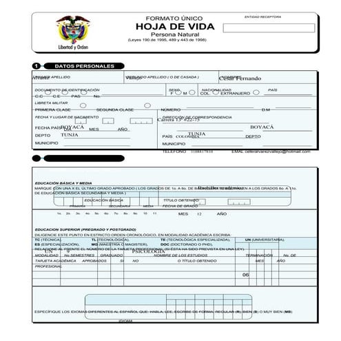 Hoja vida formato