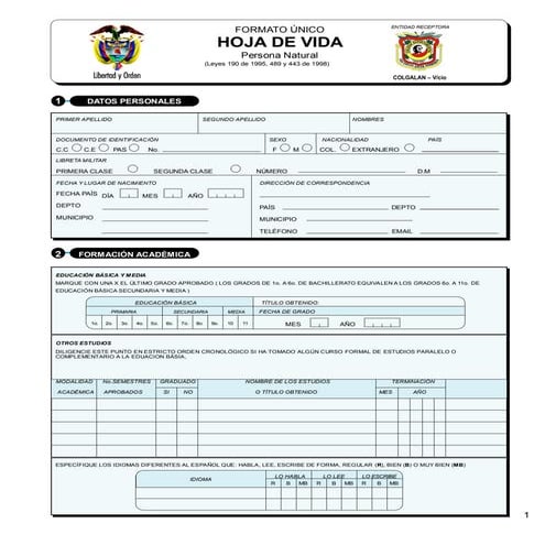 Hoja vida formato