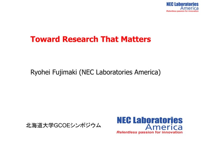 Toward Research that Matters
