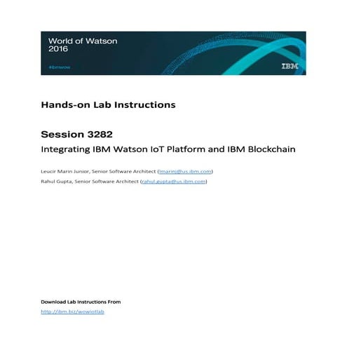 Integrating IBM Watson IoT Platform IBM Blockchain Lab