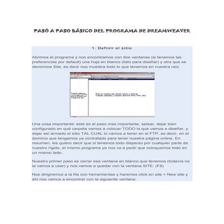 Paso a paso del programa Dreamweaver
