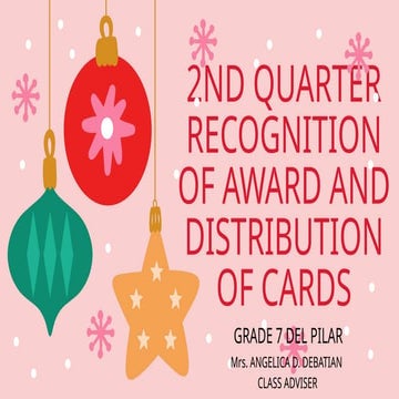 Holiday Class Agenda Education Presentation in Pink Red and Green Simple Orna...