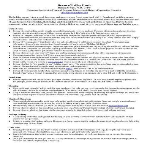 Holiday Fraud Tips #creditchat