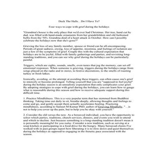 Holiday grief article