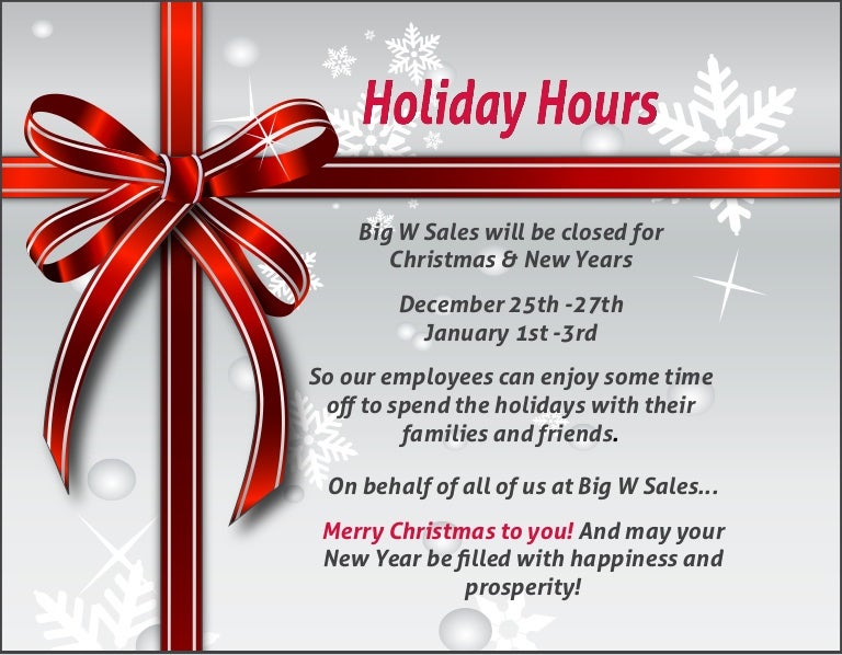 Holiday Hours