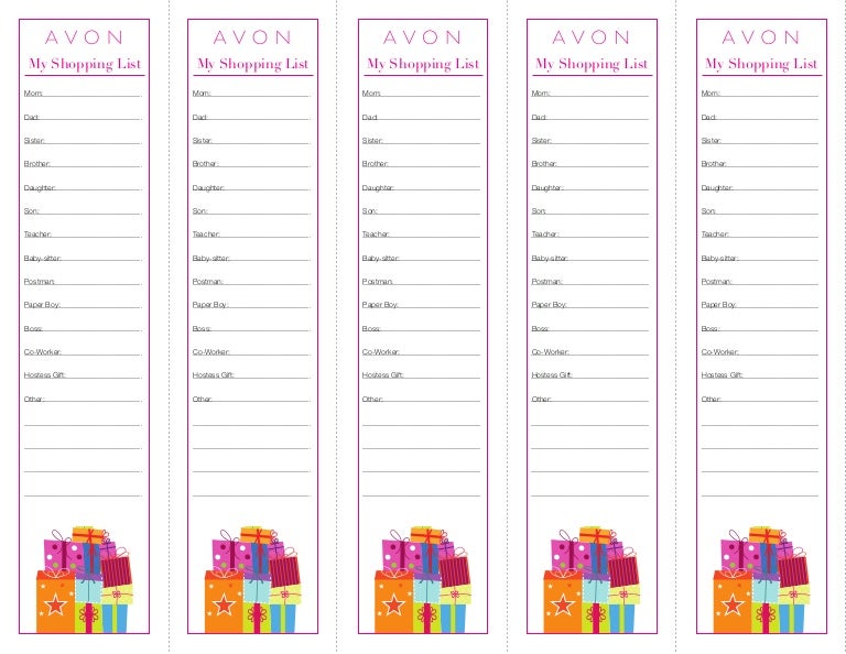 holiday shopping list