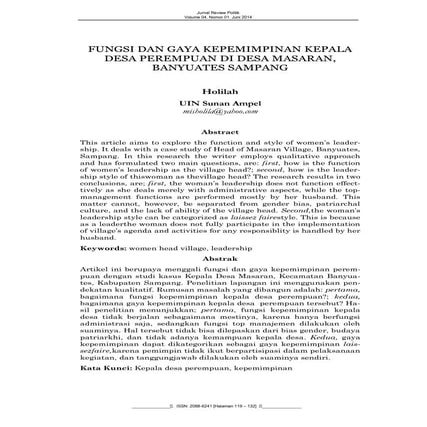 Holilah fungsi dan gaya kepemimpinan kepala desa perempuan