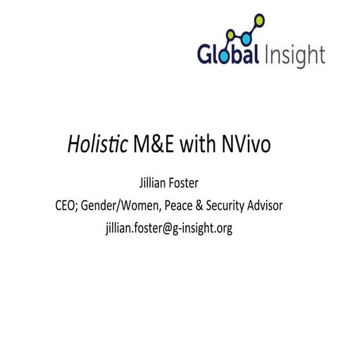 Holistic Monitoring and Evaluation Data Driven and Gender Sensitive Mixed Met...