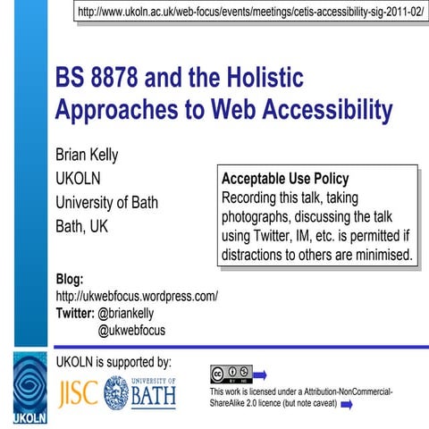 BS 8878 and the Holistic Approaches to Web Accessibility