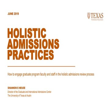 Holistic Admissions Practices