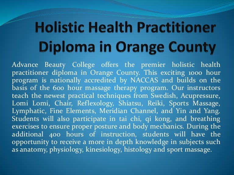 Holistic health practitioner diploma in orange county