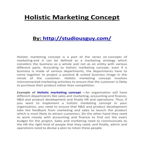 Holistic marketing concept