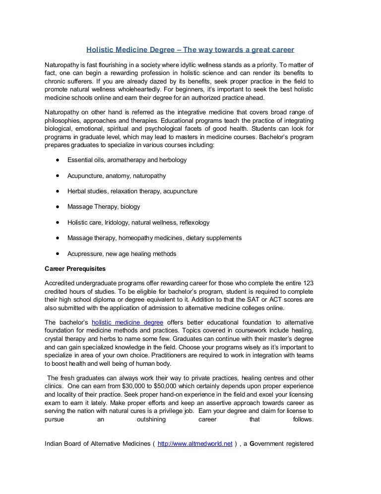 Holistic Medicine Degree The way towards a great career