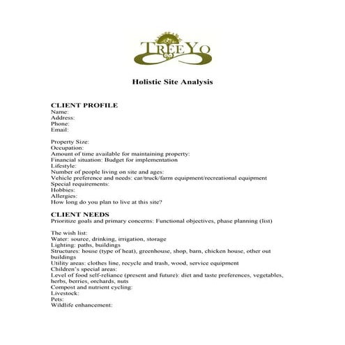 Holistic site analysis