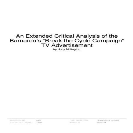 Holly millington's analysis of bernardo's campaign