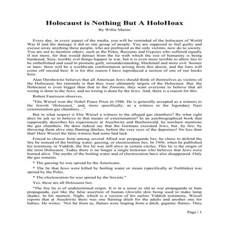 Holocaust is Nothing but a HoloHoax.- WILLIE MARTIN-