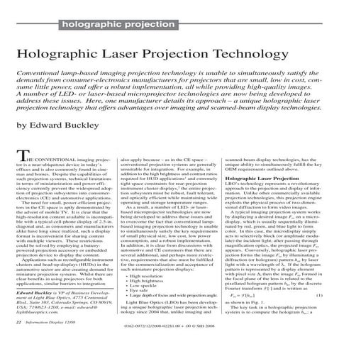 Holographic Laser Projection Technology