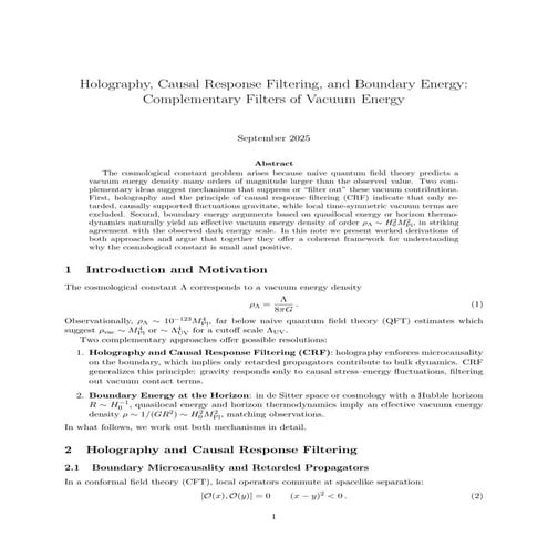 Holography, Causal Response Filtering, and Boundary Energy