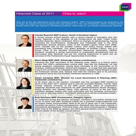 Holyrood class of 2011: ones to watch