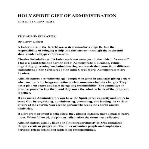 Holy spirit gift of administration | DOCX