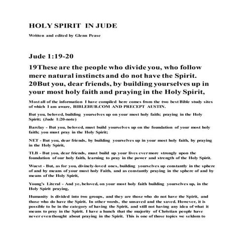 Holy spirit  in jude
