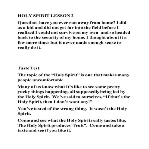 Holy spirit lesson 2