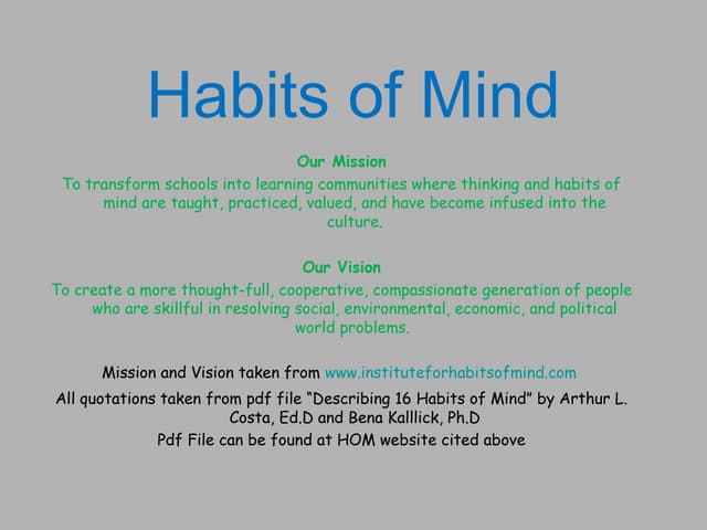 Habits of Mind
