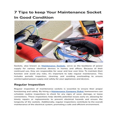 7 Tips to keep Your Maintenance Socket In Good Condition