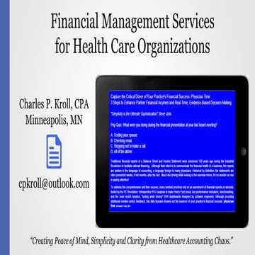 Financial Management Services for Health Care Organization | PDF