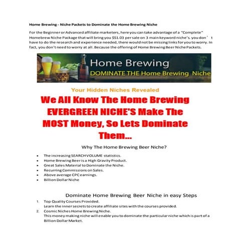 Home brewing beer niche packets