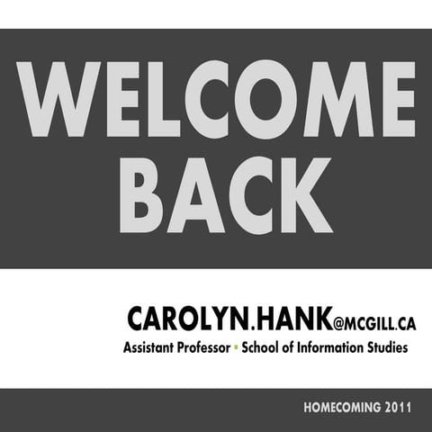 (Sept 2011) SIS Homecoming 2011: Research Agenda