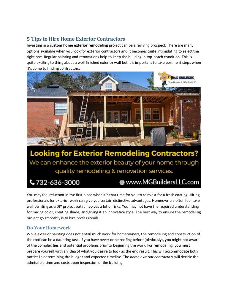 5 Tips to Hire Home Exterior Contractors