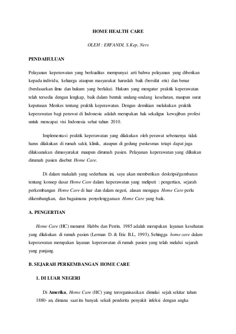 Perkembangan Home Care Di Indonesia