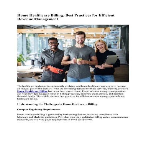 Home Healthcare Billing: Best Practices for Efficient  Revenue Management