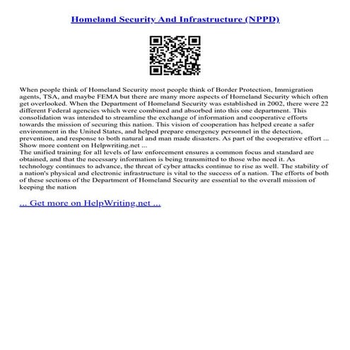 Homeland Security And Infrastructure (NPPD)