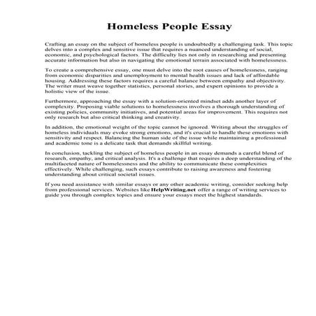 Homeless People Essay. Maharishi University of Management