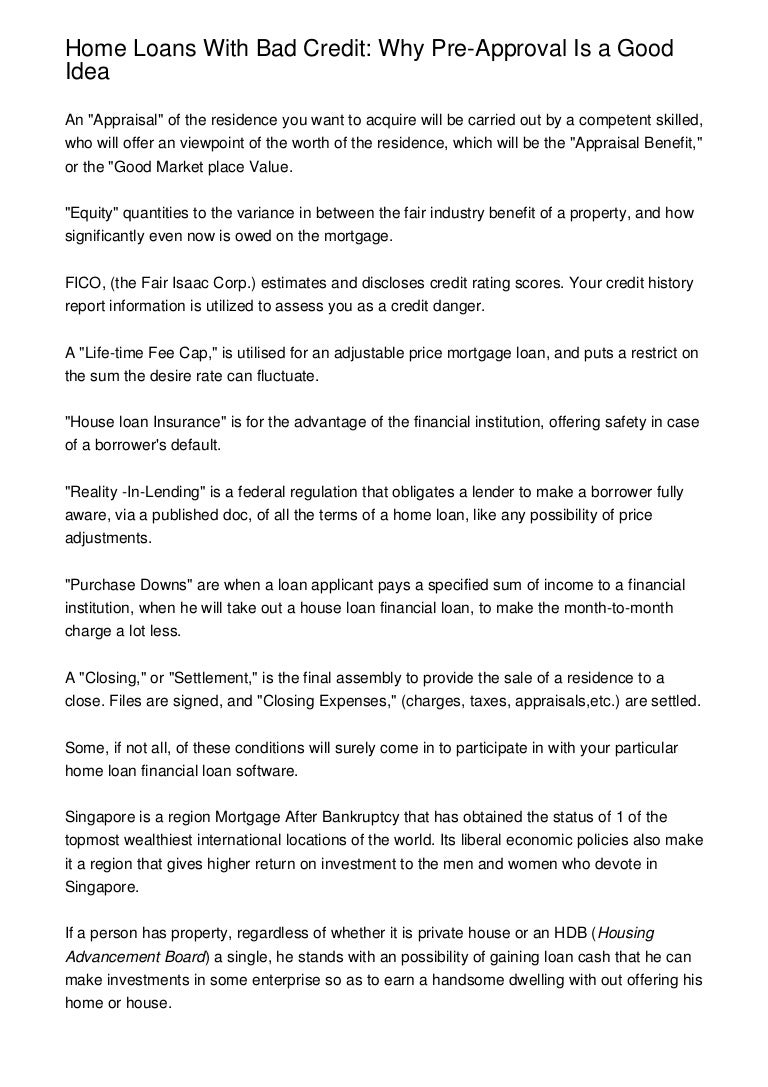 getting a house loan with bad credit