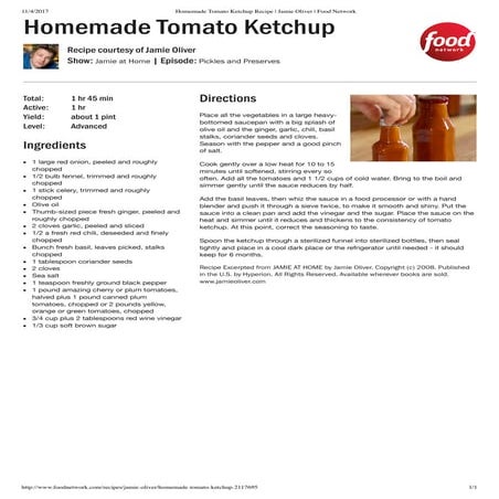 Homemade tomato ketchup recipe | jamie oliver | food network