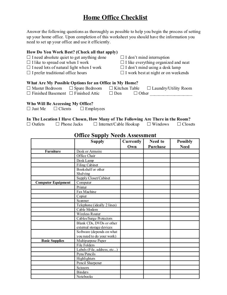 Home office checklist