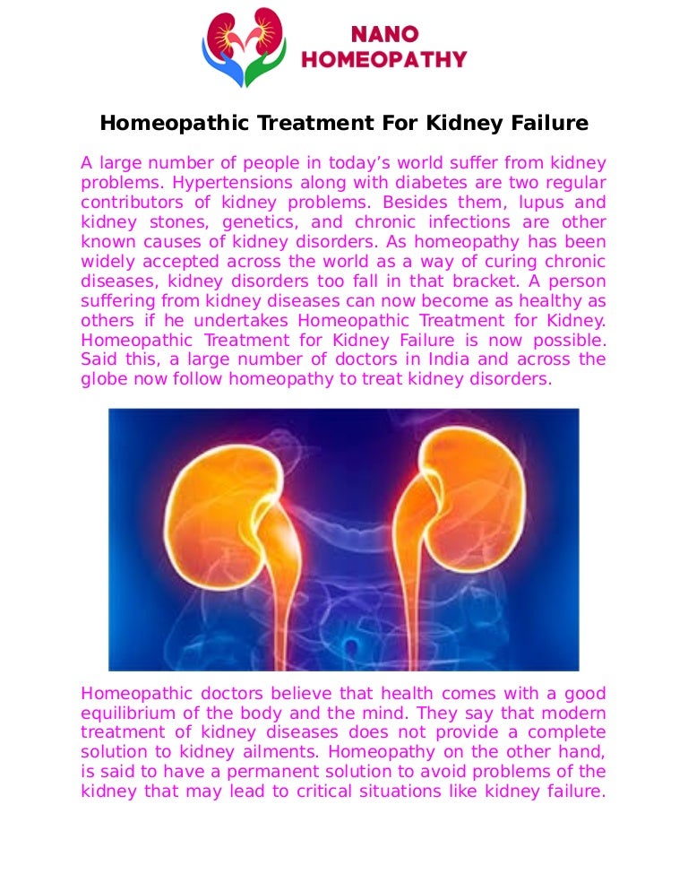 Homeopathic treatment for kidney failure