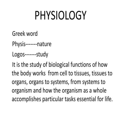 Physiology and Homeostasis