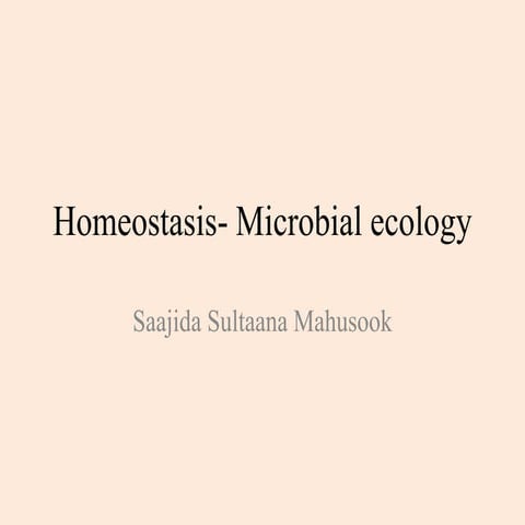 Homeostasis- Microbial ecology
